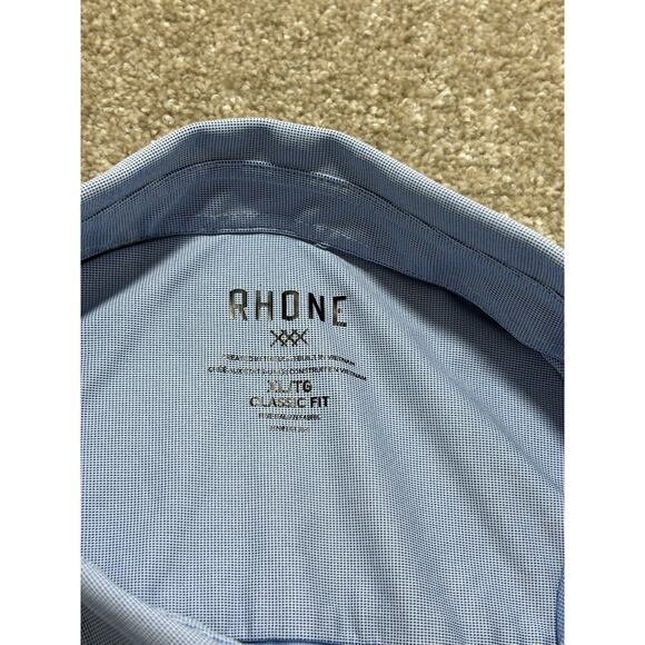 Rhone Shirt Mens XL Light Blue Checked Classic Fit Button Up lightweight - Picture 4 of 9